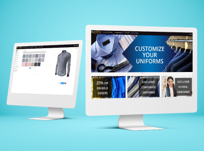 A stylized product page interface.